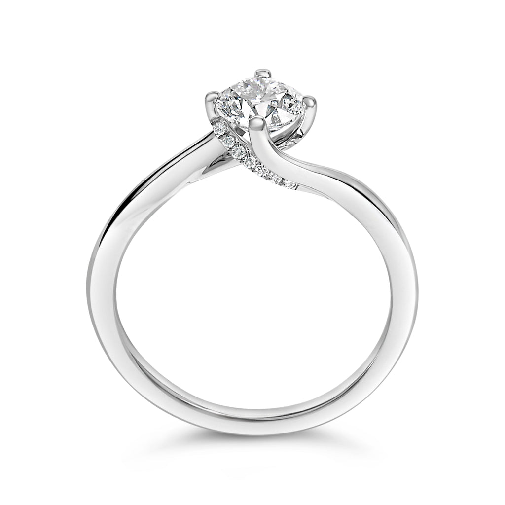 14K White Gold 4/5 Cttw Round Lab Grown Diamond Bypass Solitaire Engagement Ring (F-G Color, VS1-VS2 Clarity) - Ring Size 5