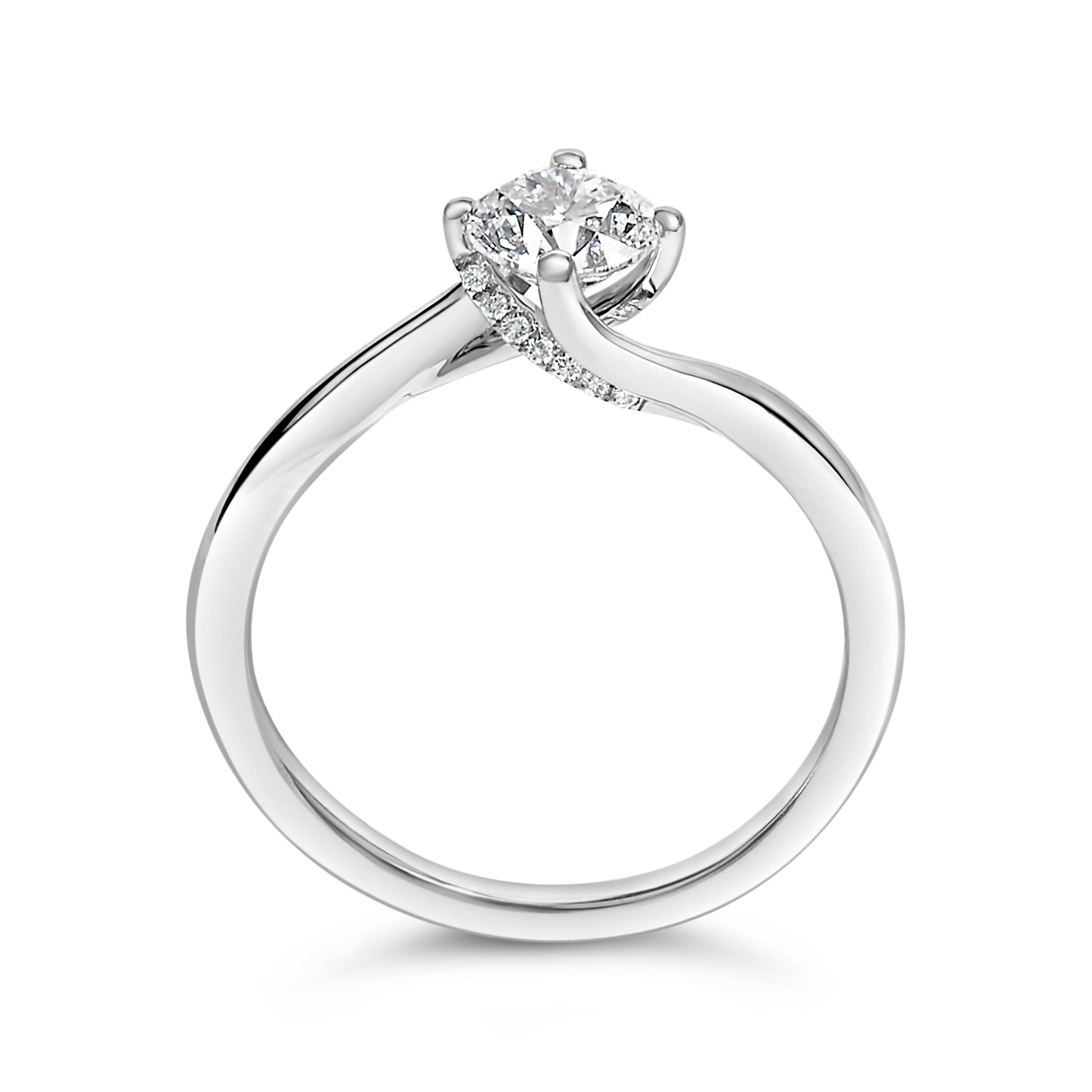 14K White Gold 4/5 Cttw Round Lab Grown Diamond Bypass Solitaire Engagement Ring (F-G Color, VS1-VS2 Clarity) - Ring Size 5