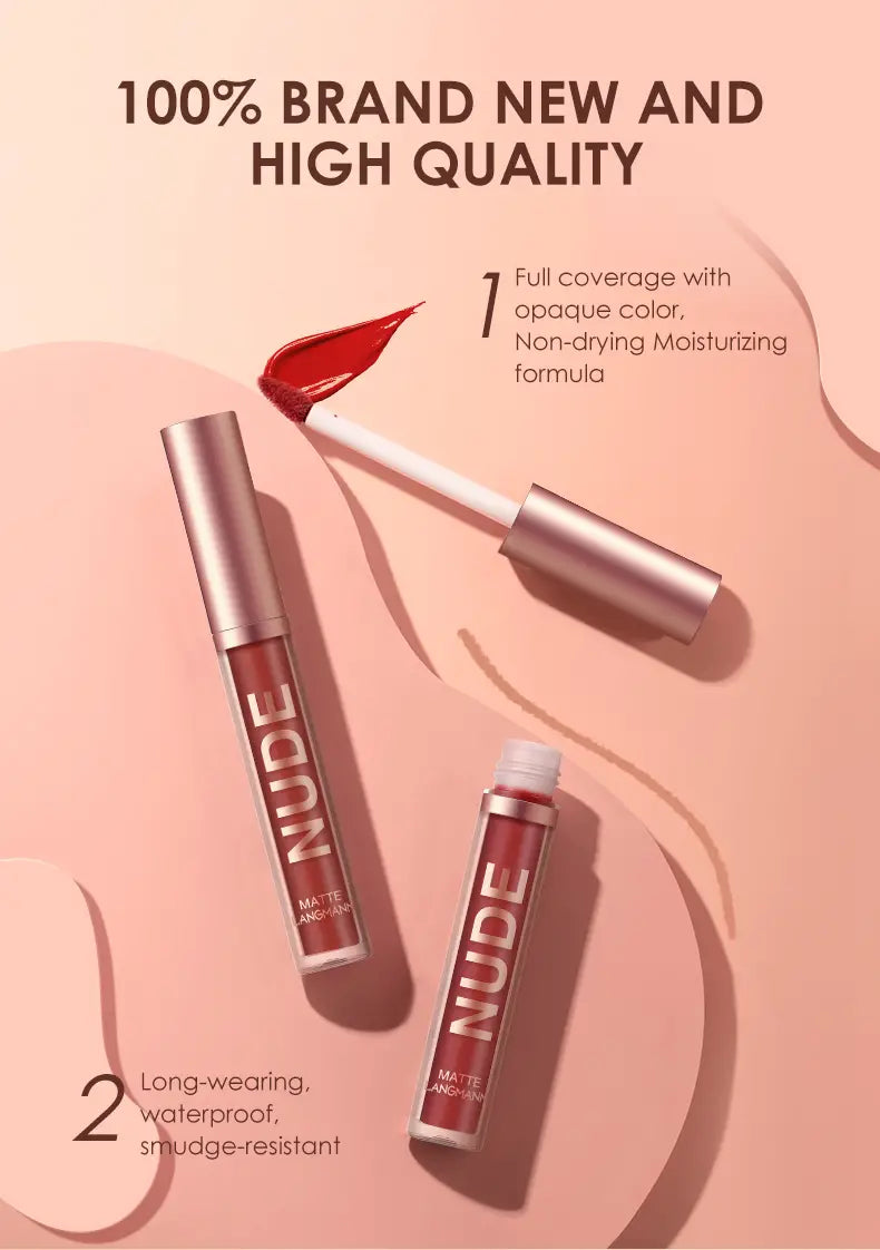 LANGMANNI 2Pcs Long-Lasting Lip Gloss & Liner Set