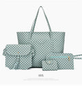 Stylish Geometric Tote Bag Set - Handbag, Clutch & Key Bag