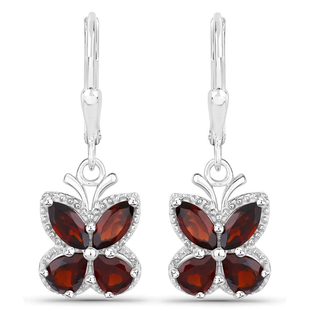 2.60 Carat Genuine Garnet .925 Sterling Silver Earrings