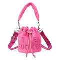 JQAliMOVV Bucket Bags for Women Mini Bucket Bag Purses Soft Plush Crossbody Bucket Bags Drawstring Handbags Hobo Bag (Rose Red)