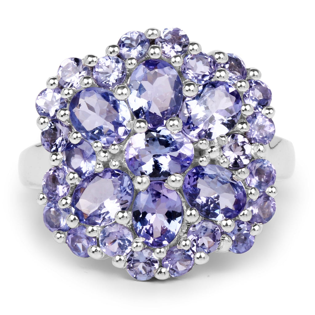 3.91 Carat Genuine Tanzanite .925 Sterling Silver Ring