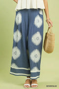 Umgee Abstract Border Print Wide Leg Pants