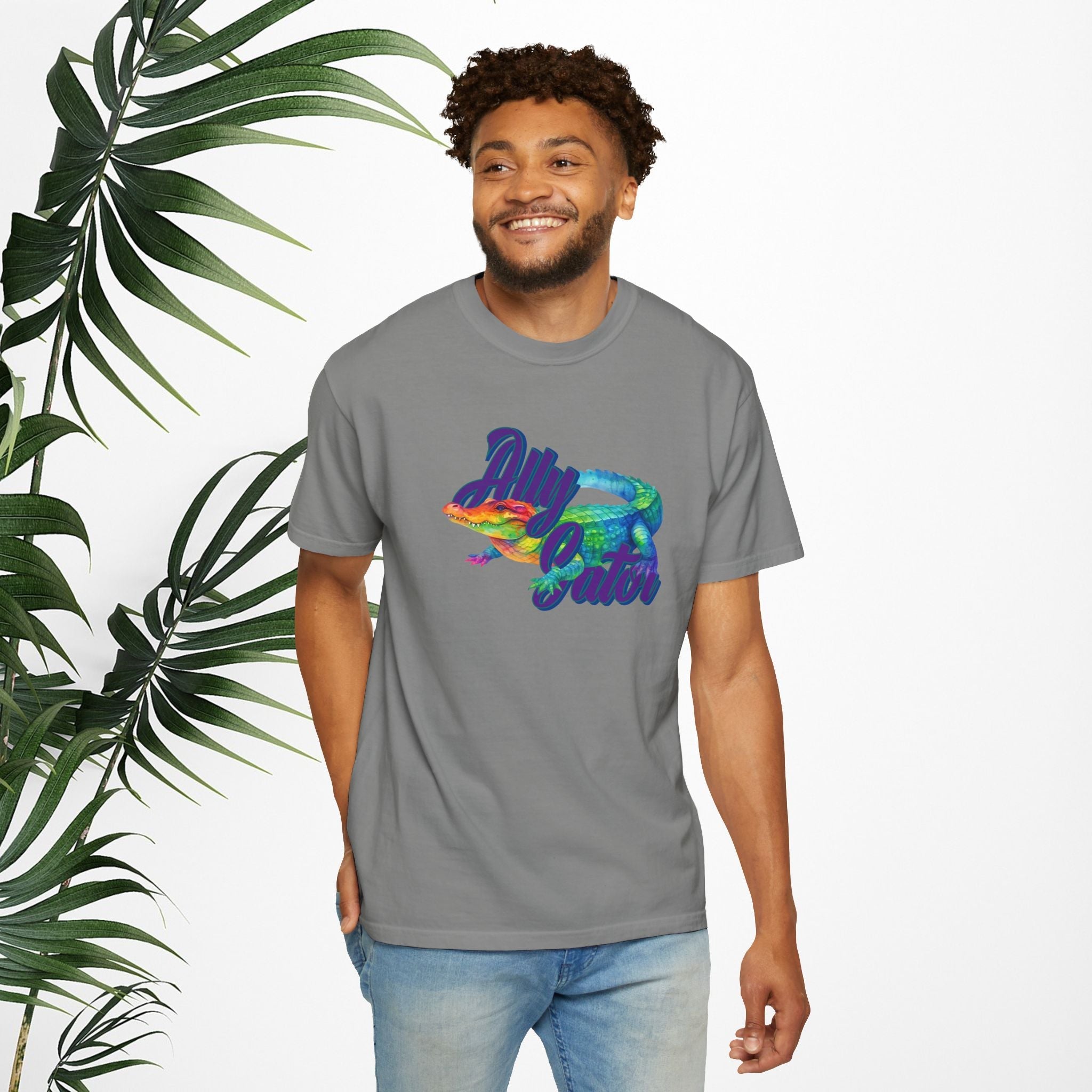 Bespattered Facade Rainbow Ally Gator Colorful LGBTQ+ Pride Premium Unisex Comfort Colors Garment Dyed 100% Cotton T-Shirt