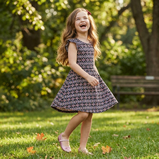 Epic Threads Super Soft Little Girls Geo-Print Fit and Flare Dress, Size 5