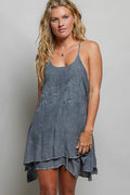 POL Embroidered Adjustable Strap Mini Dress