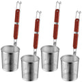 Tessco 4 Pcs Pasta Cooker Stainless Steel Pasta Basket with Wood Handle Kitchen Mesh Spider Pasta Strainer Skimmer Food Dumpling Noodle Strainer Blanching Basket for Pasta Noodles (Dark Color 6.3)