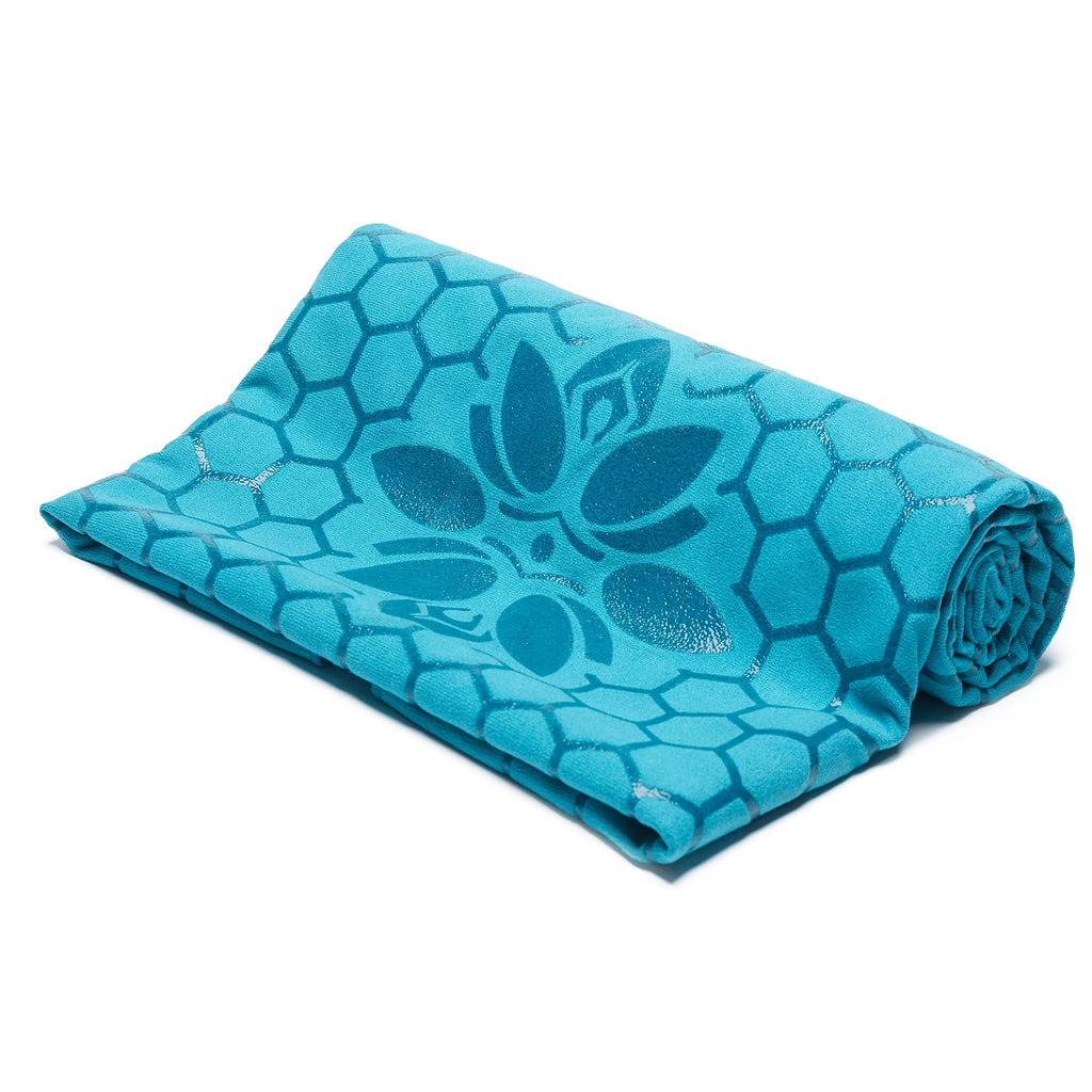 Clever Yoga - Yoga Towel Mat Sweat Absorbent Suede Hot Yoga Mat Towel Hot Yoga Towel with Honeycomb Design for Hot Yoga Non-Slip Yoga Mat for Hot Pilates Hot Yoga Towels for Women - Turquoise