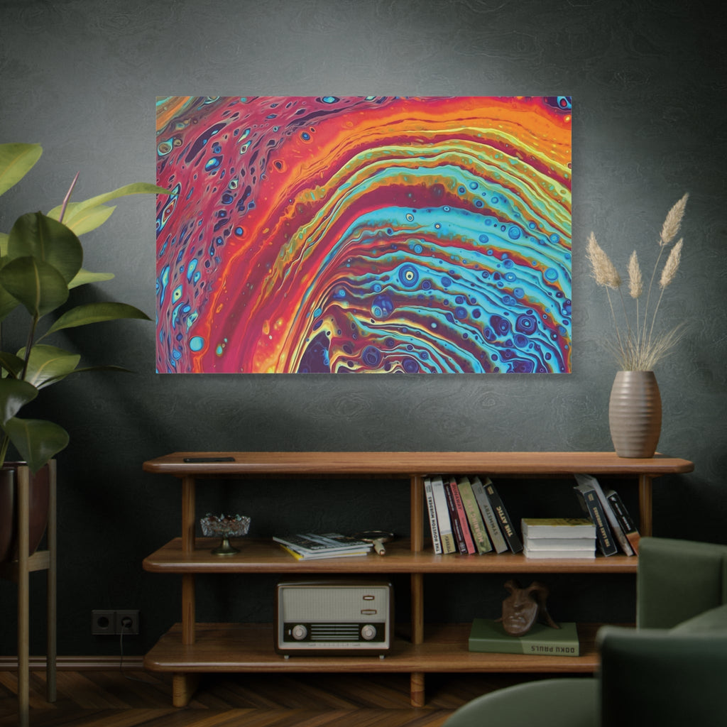 Bespattered Facade Rainbow Rings Stretched Matte Canvas Art Prints | Multiple Sizes