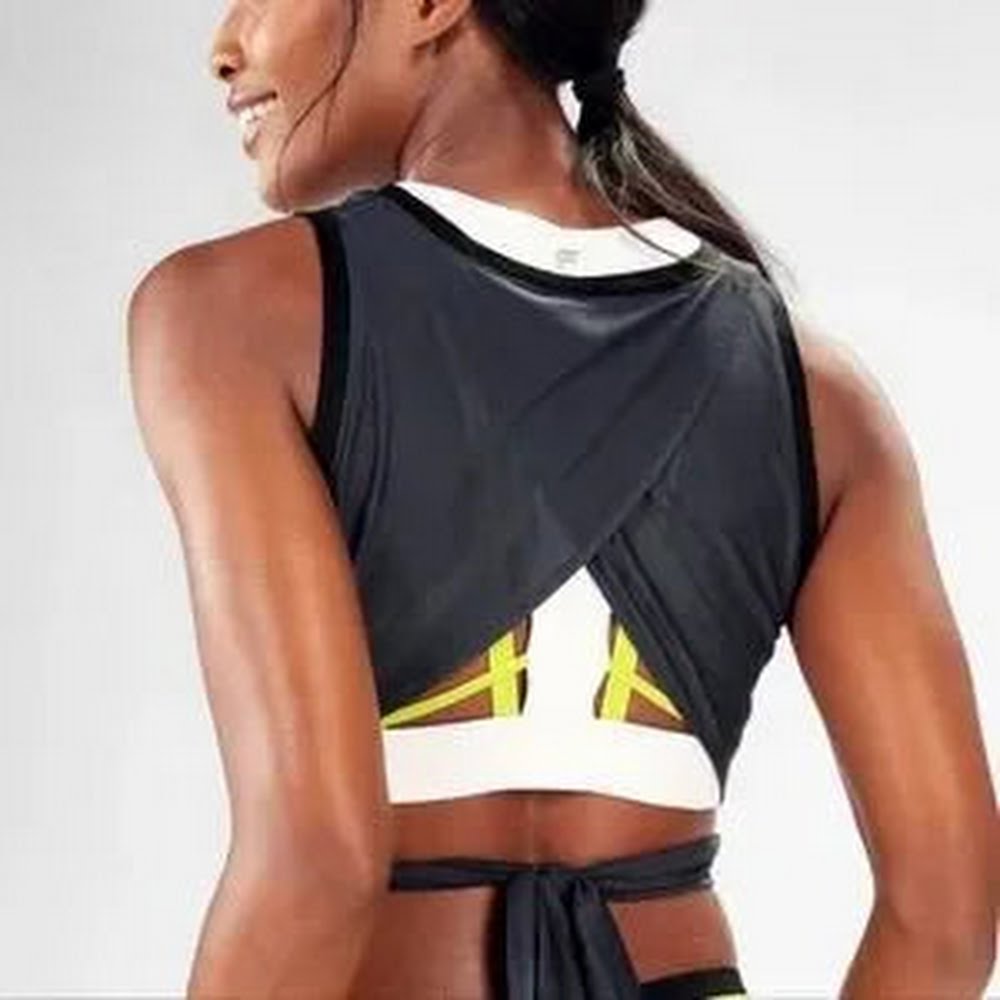 Fabletics women's Marissa Tie Up/Black Pewter Tank Size L