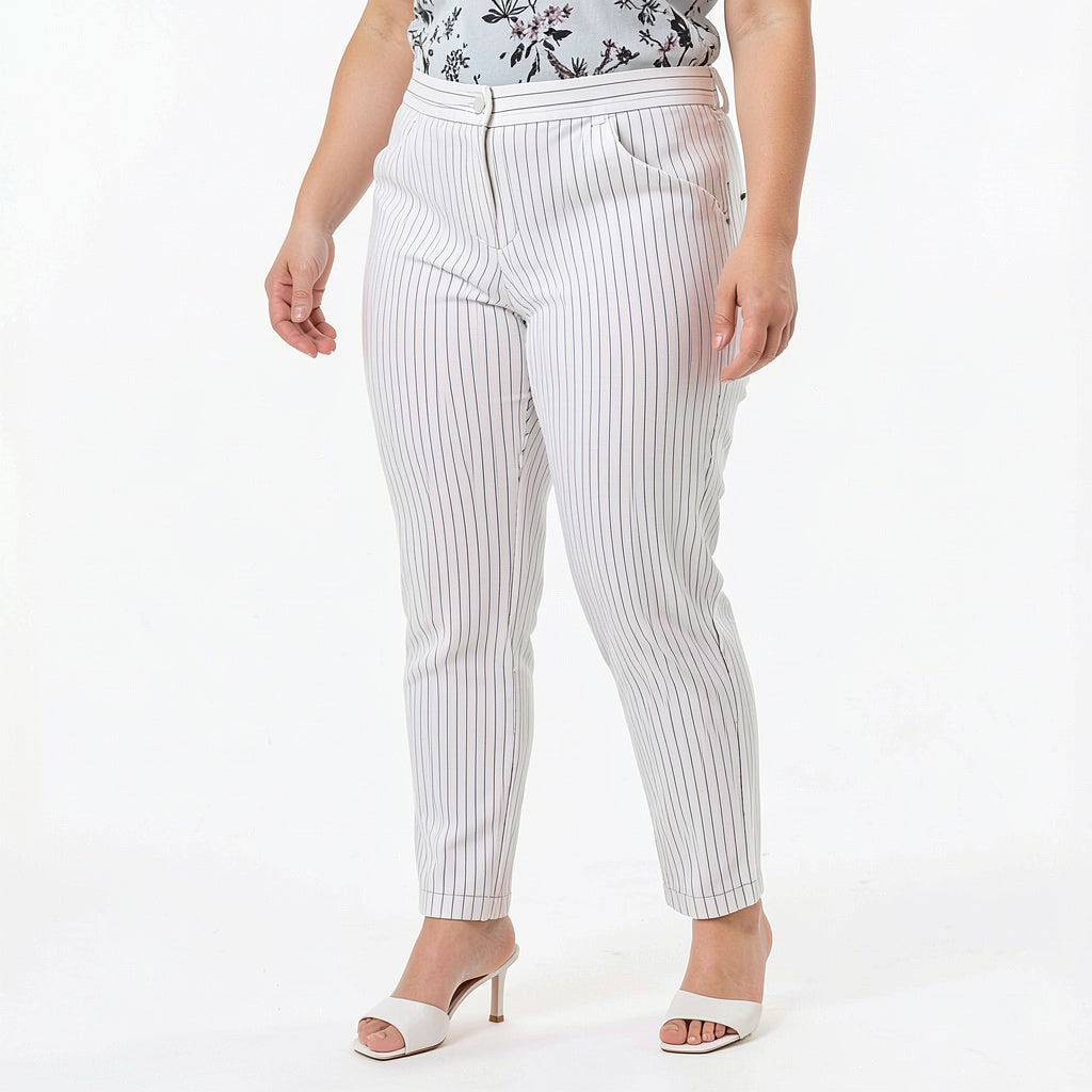 Nine West Lily Multi Stripe Plus Size Pinstripe Skinny Pants, 18W