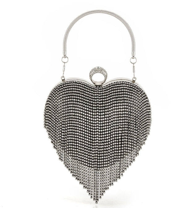 Crystal Evening Clutch Bag with Tassel and Handle