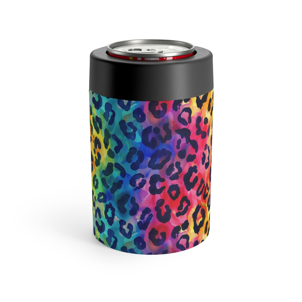 Bespattered Facade Rainbow Watercolor Leopard Can Holder