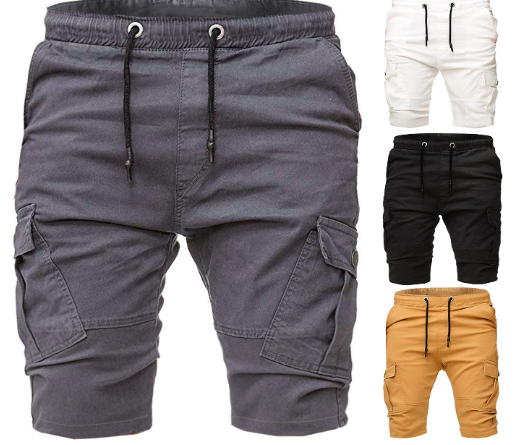 Men's Tethered Casual Workwear Shorts with Leather Trim