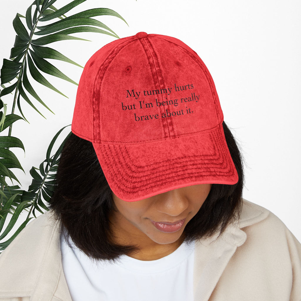 Bespattered Facade "My Tummy Hurts" Black Embroidered Vintage Cap