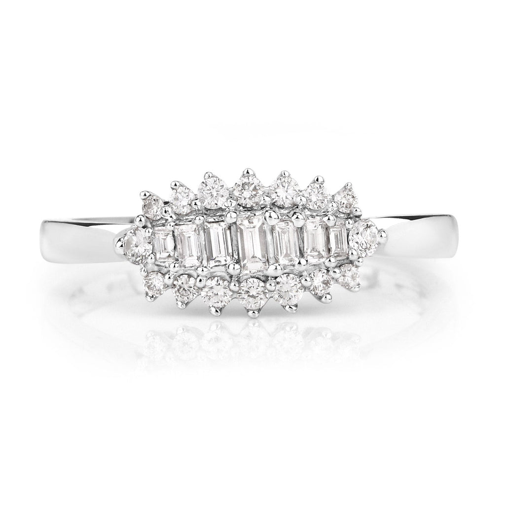 0.37 Carat Genuine White Diamond 14K White Gold Ring (E-F Color, VS-SI Clarity)