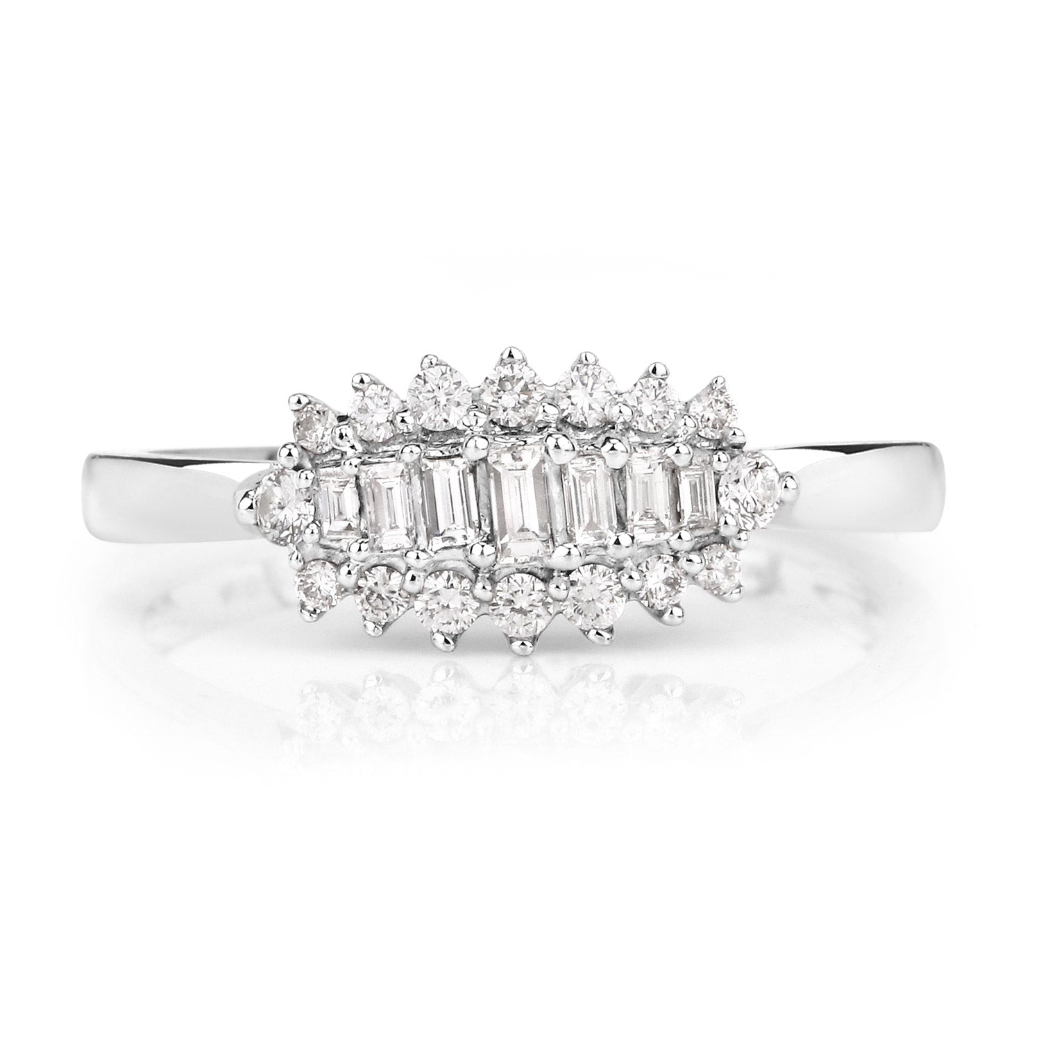 0.37 Carat Genuine White Diamond 14K White Gold Ring (E-F Color, VS-SI Clarity)