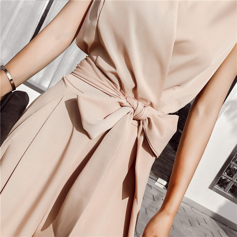 Chicever Women's V-Neck Wide-Leg Jumpsuit with Bow