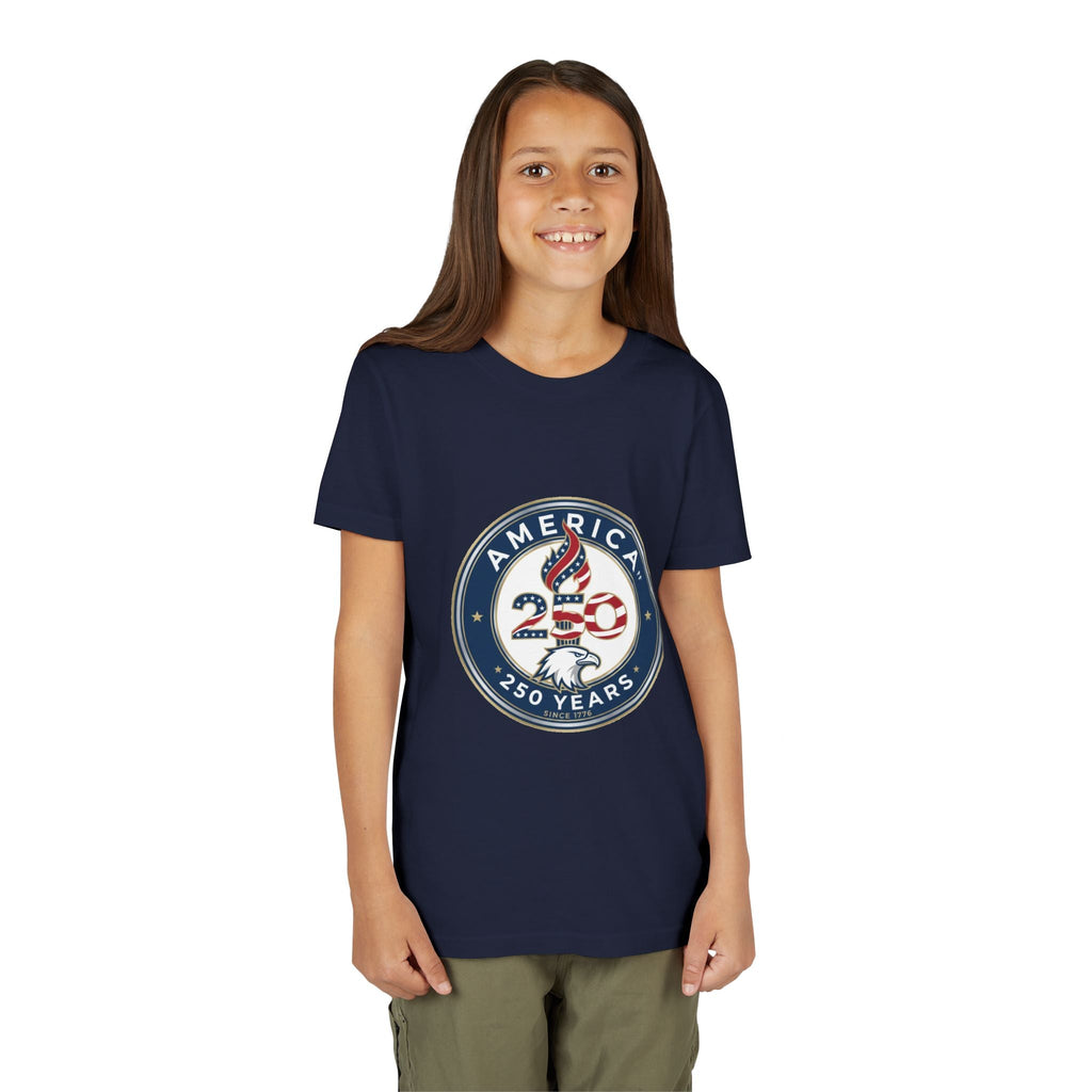 Youth Tee - America 250 Anniversary Patriotic Logo Kids T-Shirt (America 250 Years)