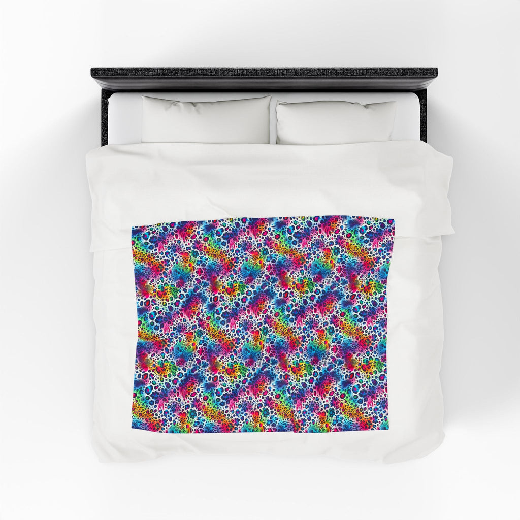 Bespattered Facade Neon Animal Print Velveteen Plush Blanket | 3 Sizes