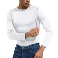 NELKBI Conceal Carry Shirts Holster Shirt Concealed Carry Clothing for Men Crew Neck Long Sleeve Compression Shirt with Large Pockets White