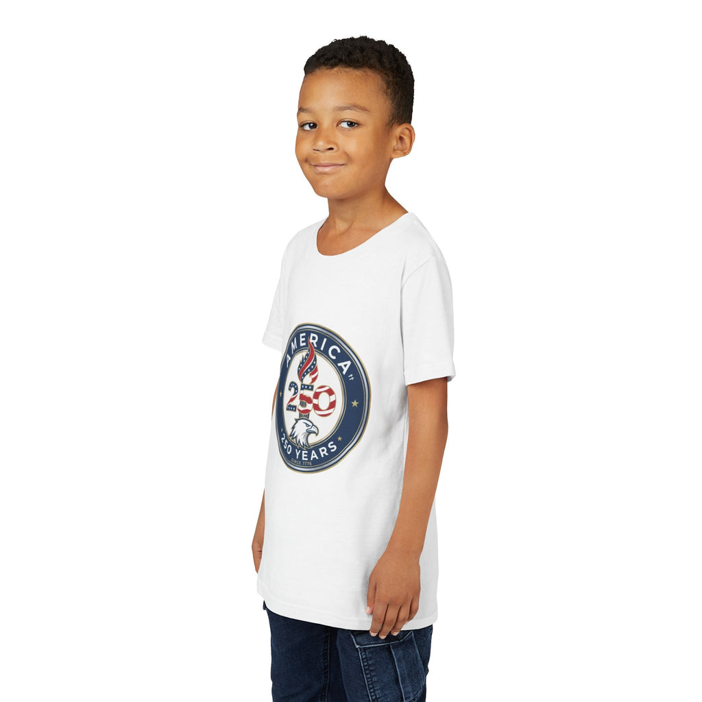 Youth Tee - America 250 Anniversary Patriotic Logo Kids T-Shirt (America 250 Years)