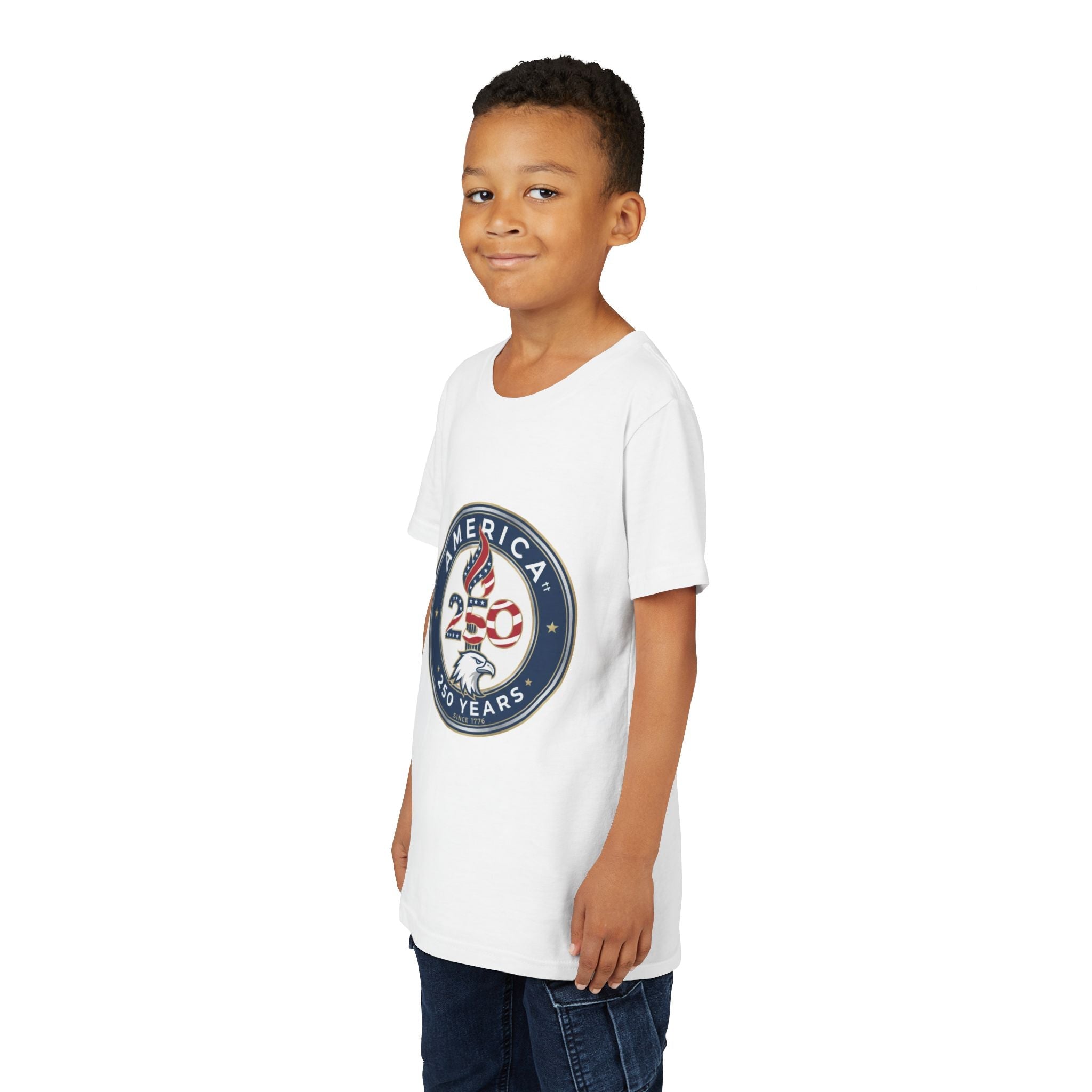 Youth Tee - America 250 Anniversary Patriotic Logo Kids T-Shirt (America 250 Years)