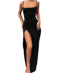 Maxi Bodycon Dress for Women Cami Maxi Dress Bodycon Slip Fitted Maxi Dress for Women Long Fitted Dresses for Women (US Alpha Medium Regular Regular Black)