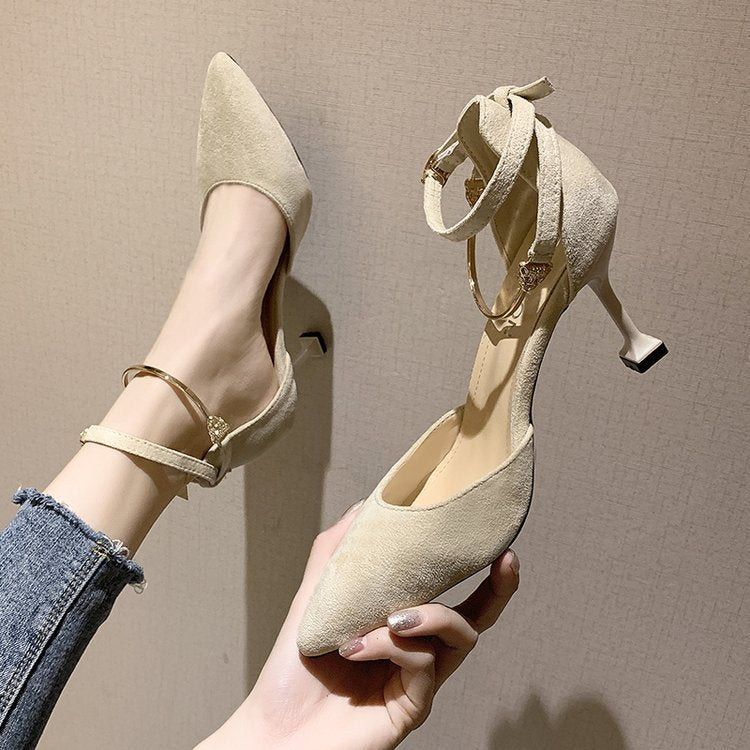 Spring 2020 New Lace Metal High Heel Fashion Shoes