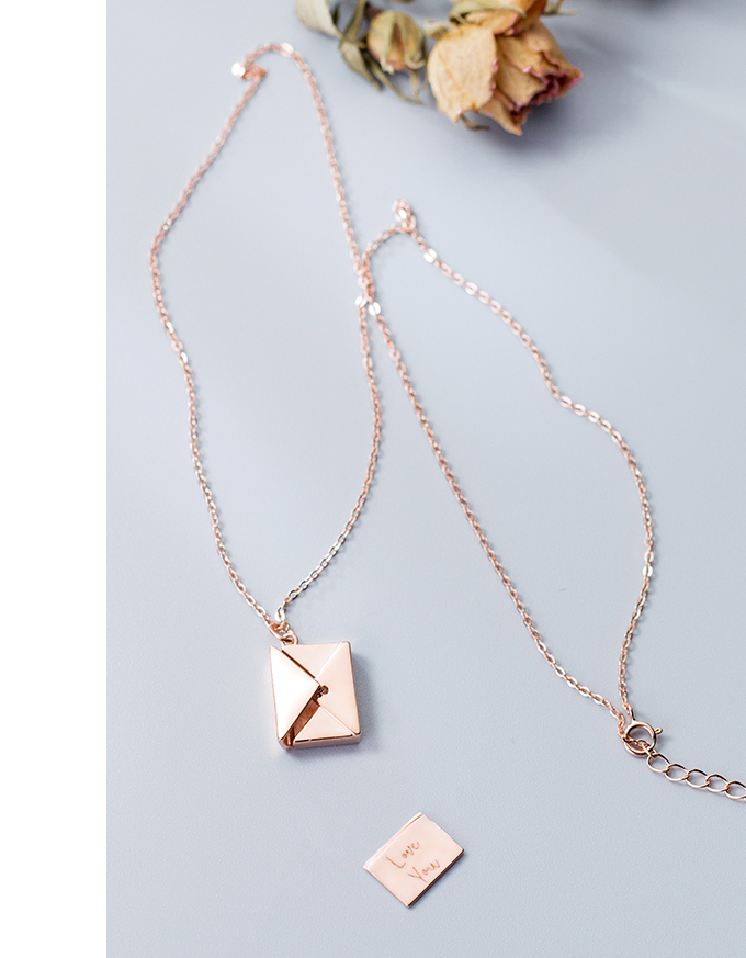 Square Envelope Pendant Necklace, Clavicle Chain
