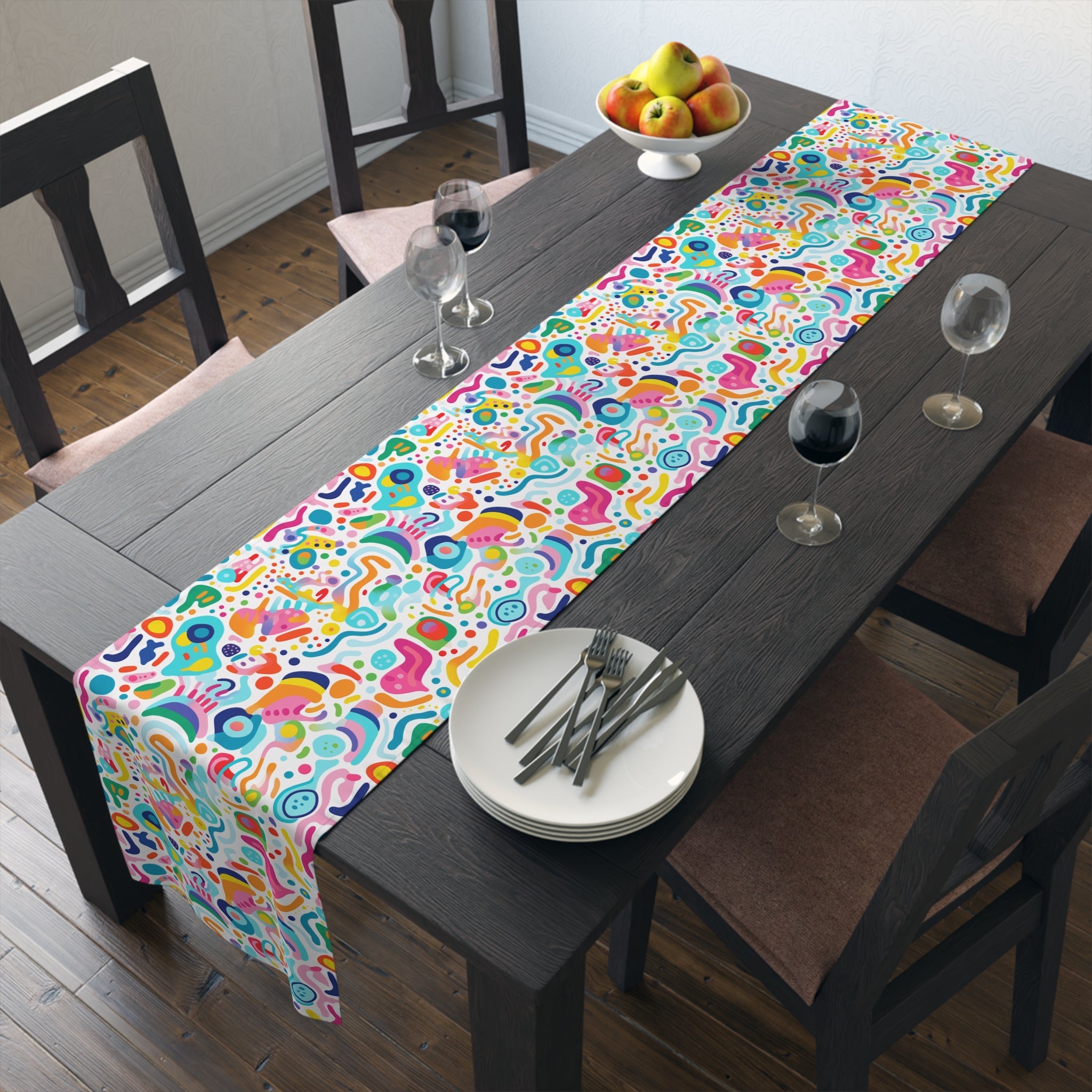 Bespattered Facade Rainbow Doodles Table Runner (2 sizes)