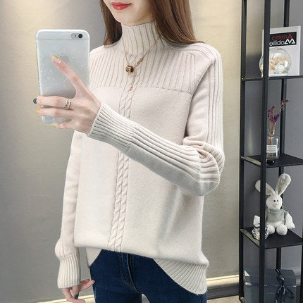 Korean High-Neck Women's Knitted Sweater for Fall/Winter
