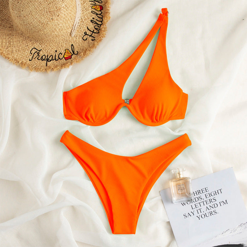2024 New Women's Sexy One-Shoulder Bikini Swimsuit