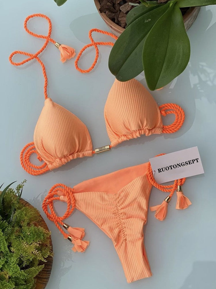 2022 New European Style Solid Color Bikini Wholesale