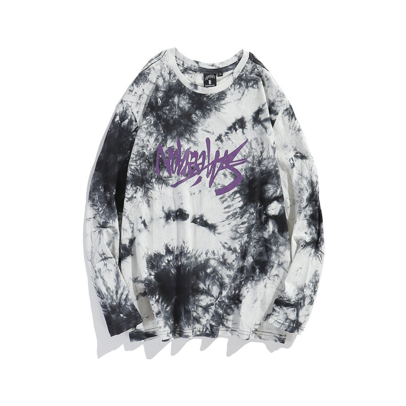 Loose Long Sleeve Tie-Dye T-Shirt for Casual Wear
