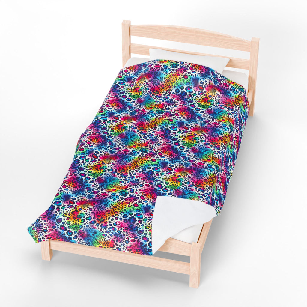 Bespattered Facade Neon Animal Print Velveteen Plush Blanket | 3 Sizes
