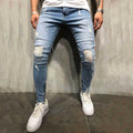 Men's Trendy Knee Hole Elastic Leggings Jeans