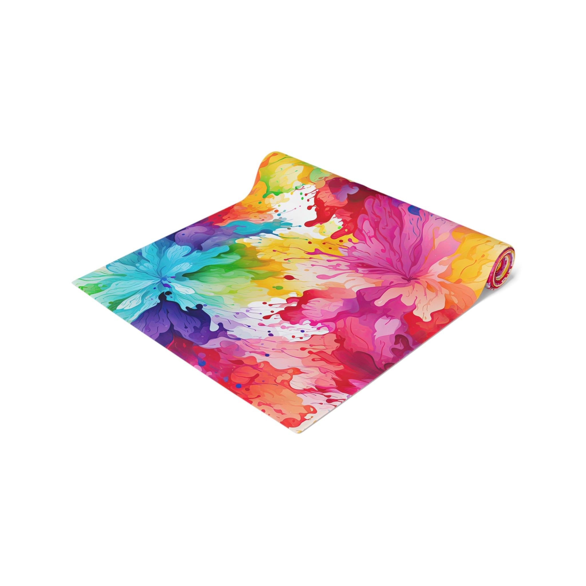 Bespattered Facade Rainbow Abstract Flowers Table Runner (2 sizes)