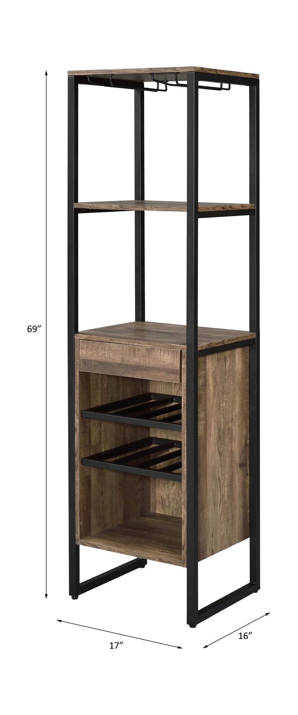 Narik Weathered Oak Finish Wine Rack