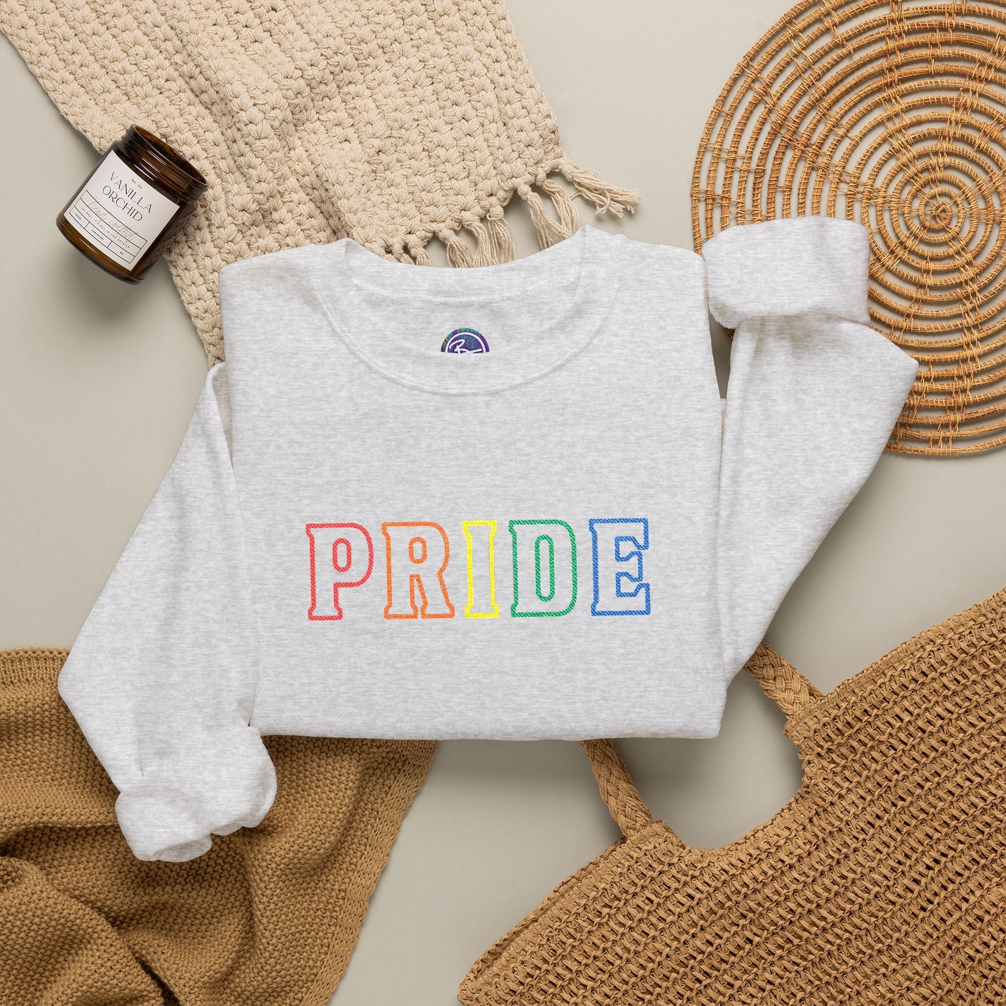 Bespattered Facade Rainbow LGBTQ+ Pride Embroidered Crewneck Sweatshirt