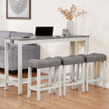 4 Piece Bar Table Set with Power Outlet,Bar Table Set with Chairs,Sofa Bar Table with Stools,Behind Couch Table with 3 Padded Stools,for Living Room,Dining room, White & Grey