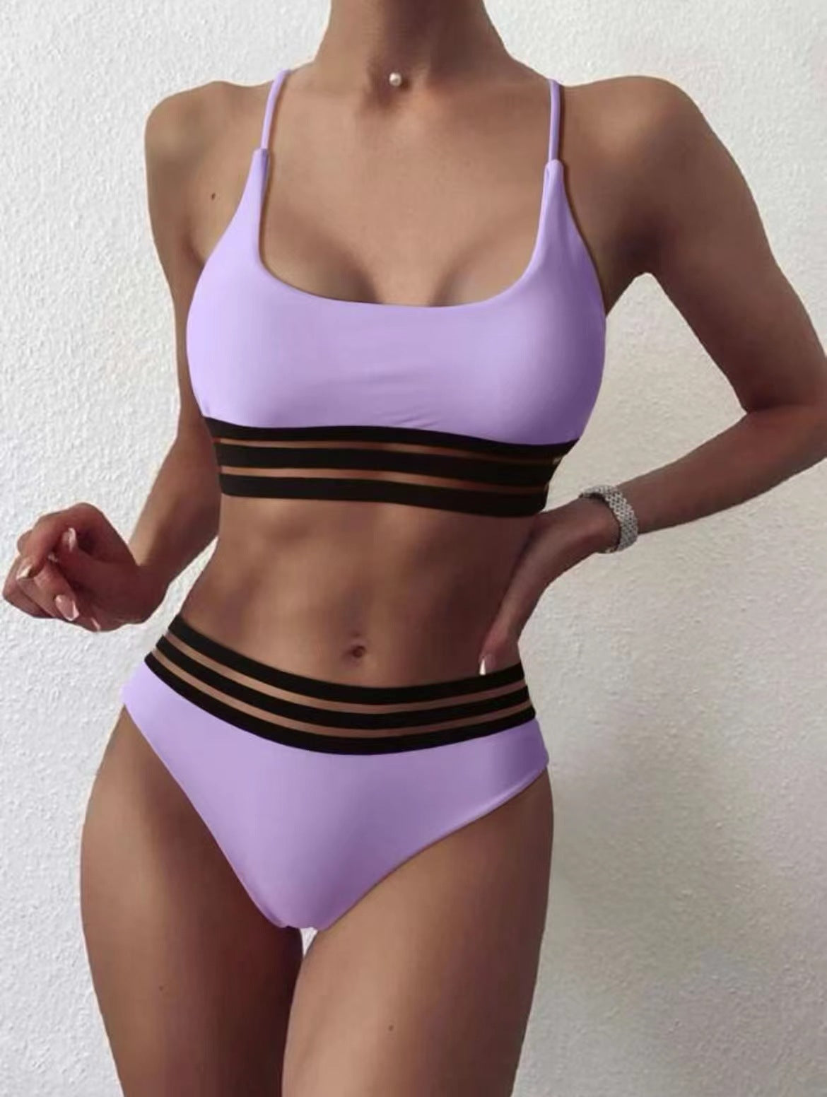 2022 New Women's High-Waist Black Bikini Set