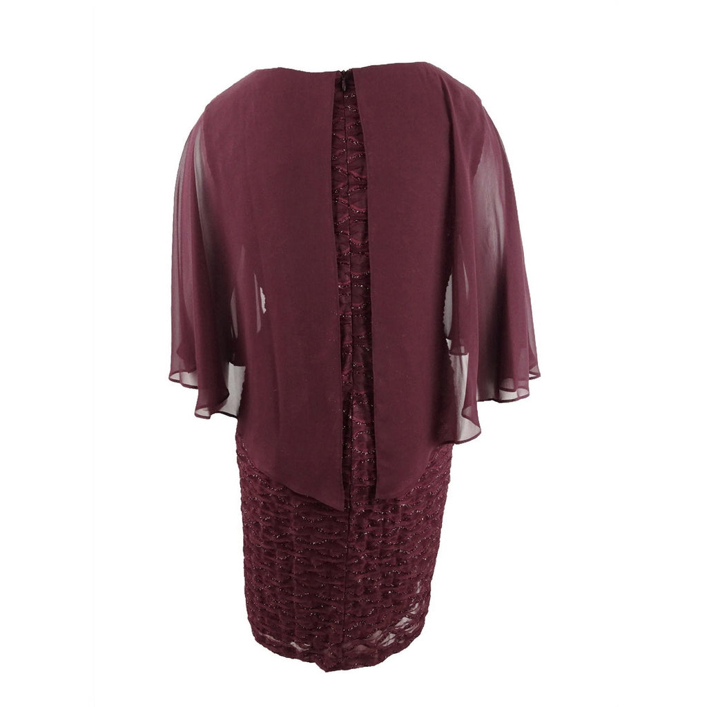 Connected Plus Size Capelet Sheath Dress, Size 18W/ Purple