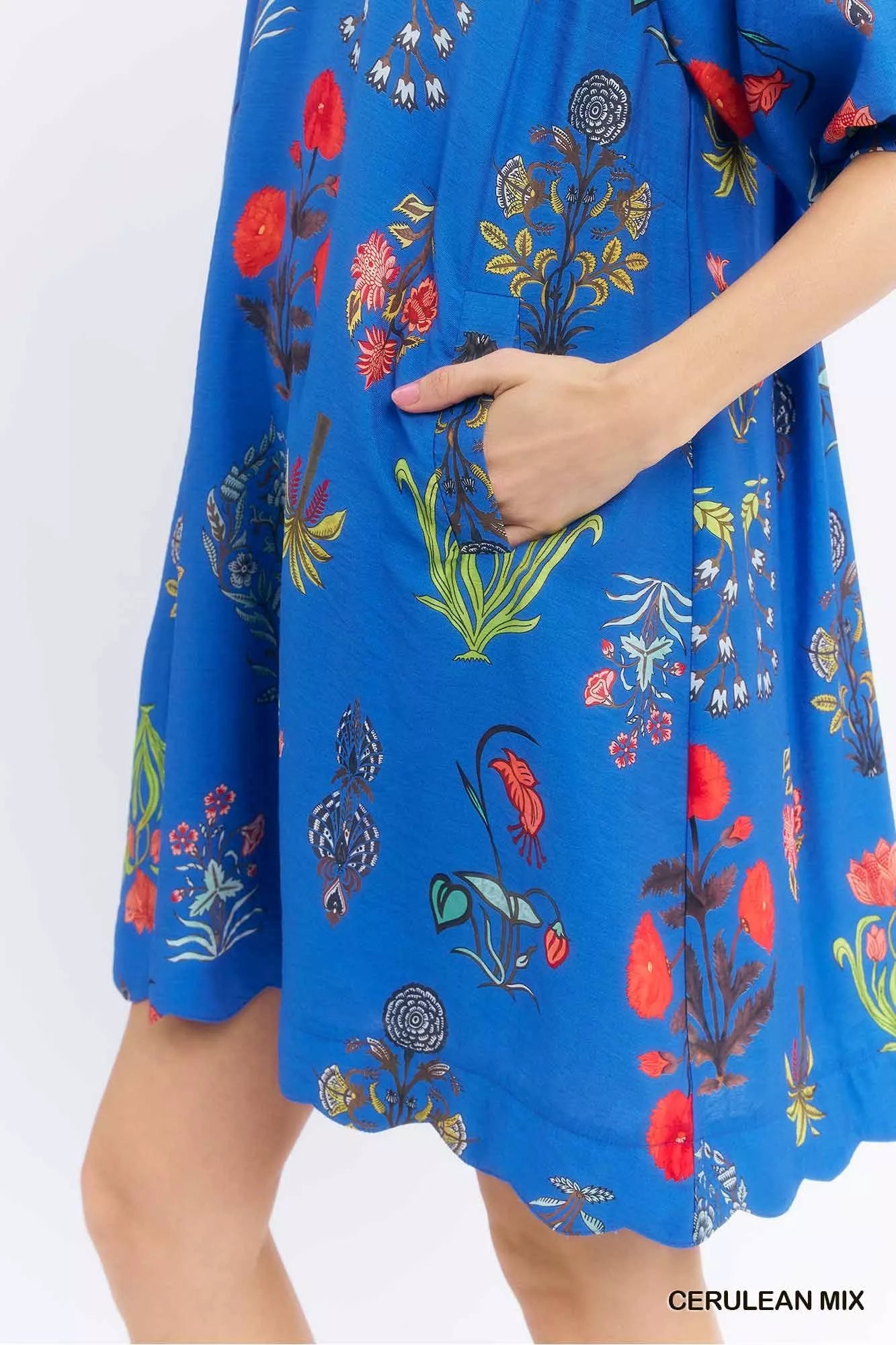 Umgee Floral Encyclopedia Print Mini Dress