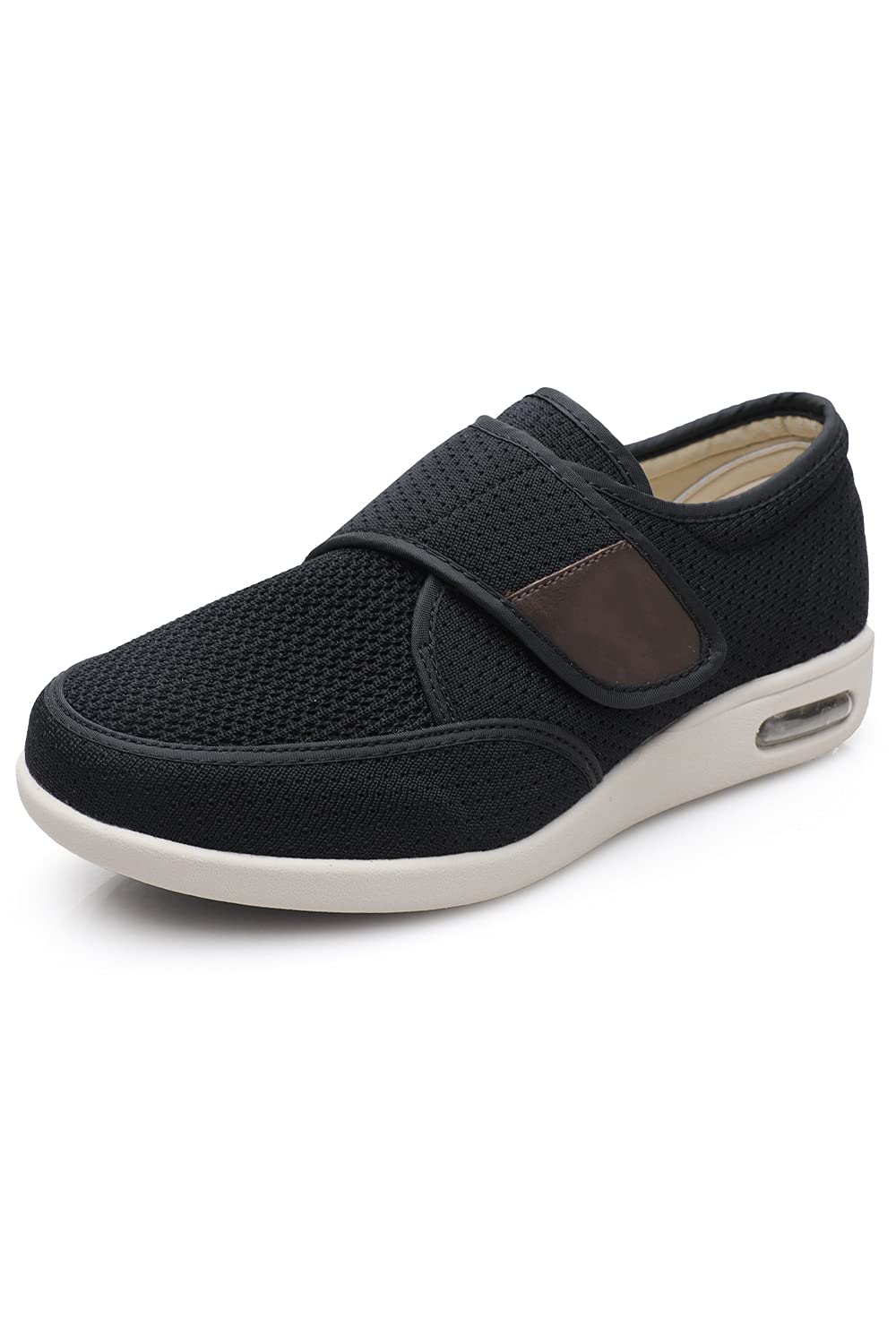 ZUMEIJIA Mens Diabetic Elderly Shoes Large Size Plus Fertilizer Widening Shoes Adjustable Foot Swelling Shoes Non-Slip Double Insole Air Cushion Bottom Walking Shoes Black 7.5