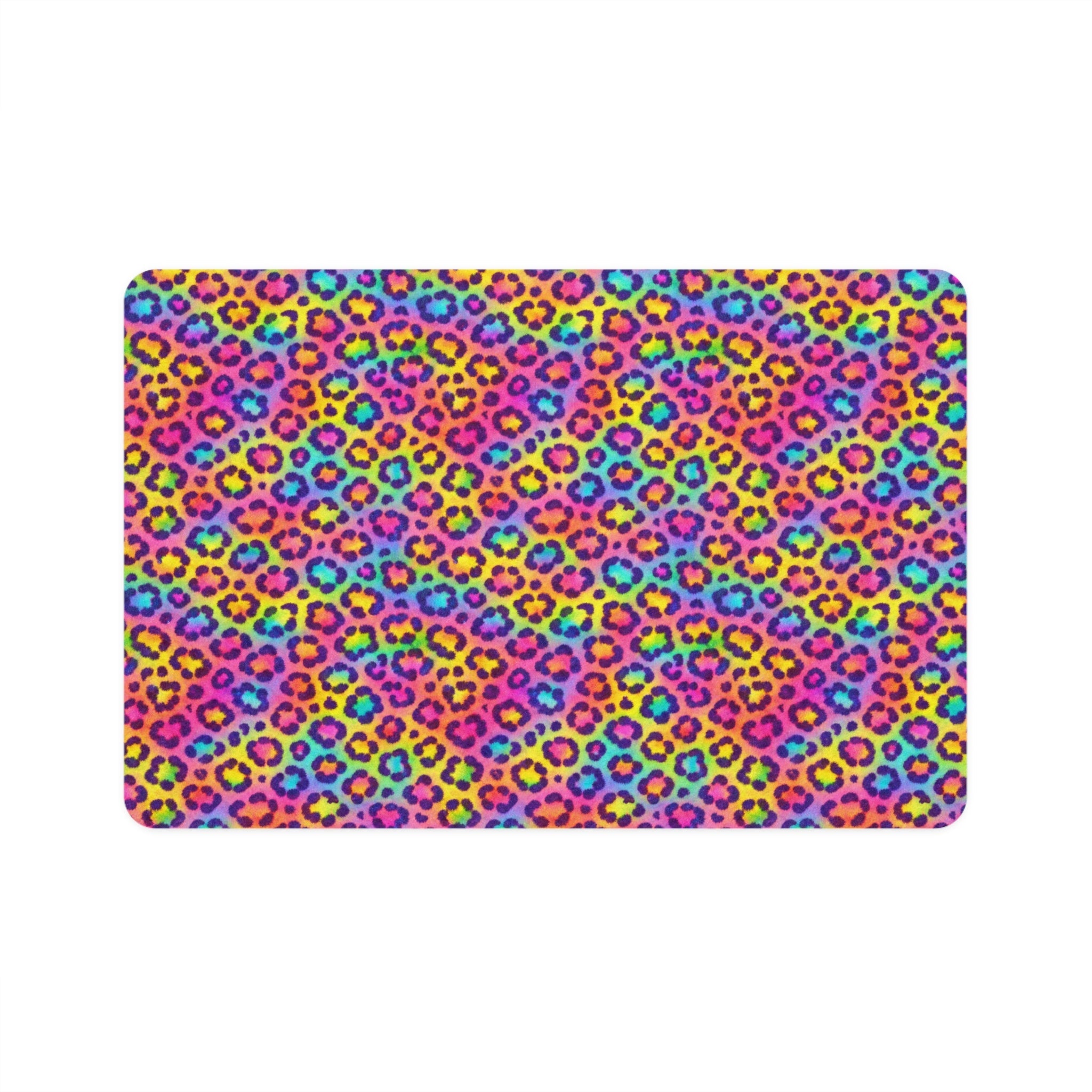 Bespattered Facade Rainbow Leopard Pet Food Mat
