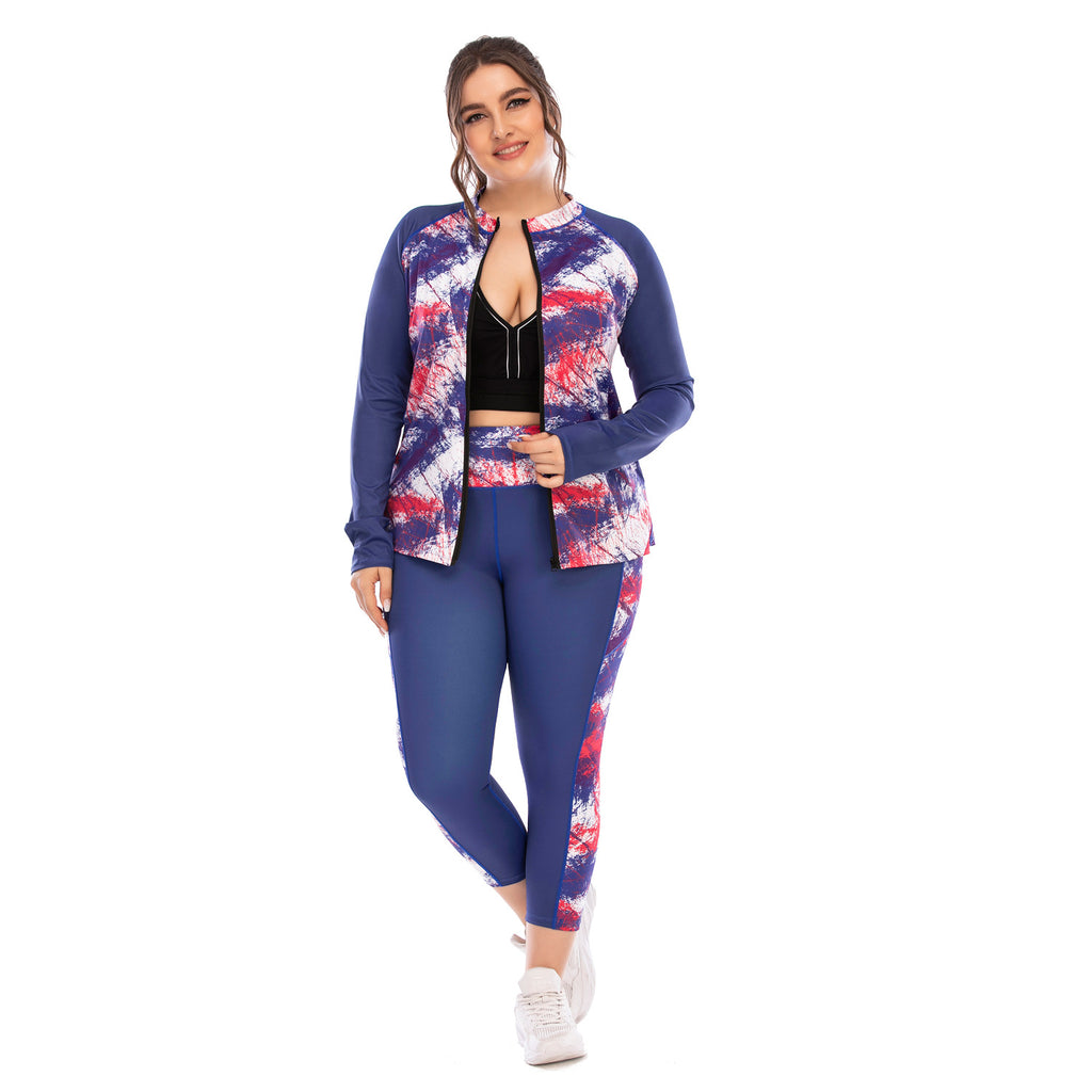 Plus Size Yoga Wear and Tie Dye Sports Bra Set