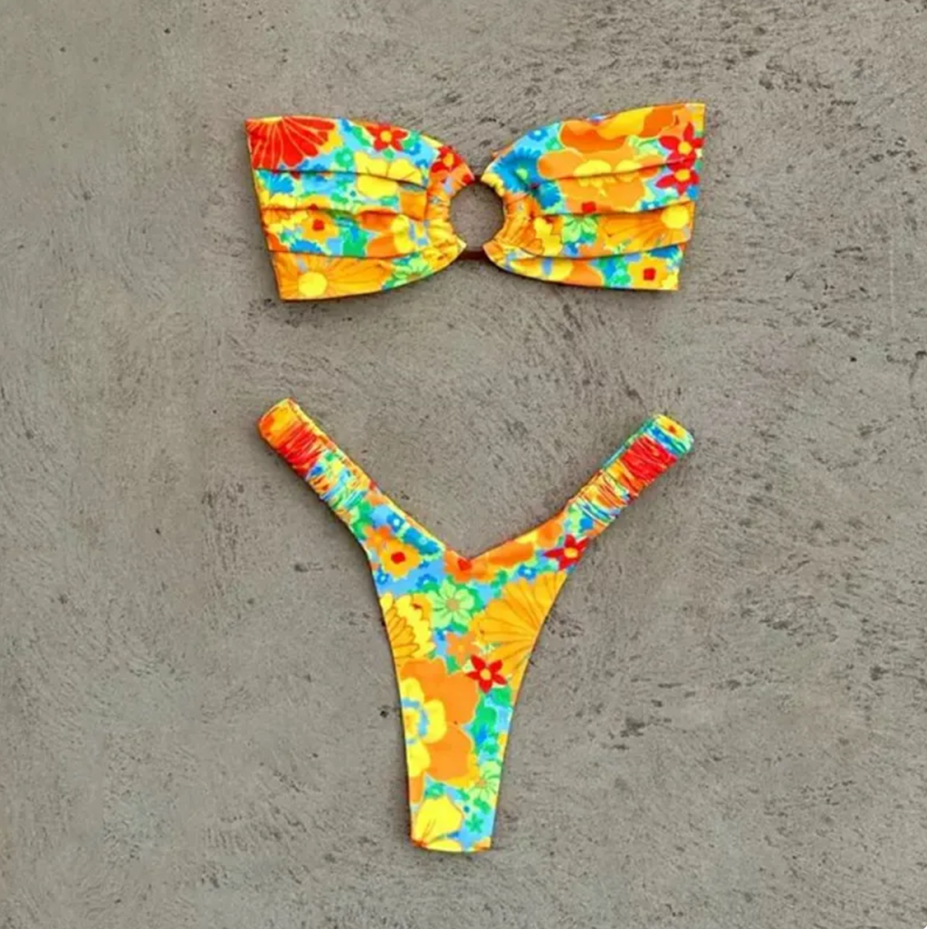 Women's Printed Pleated Bikini