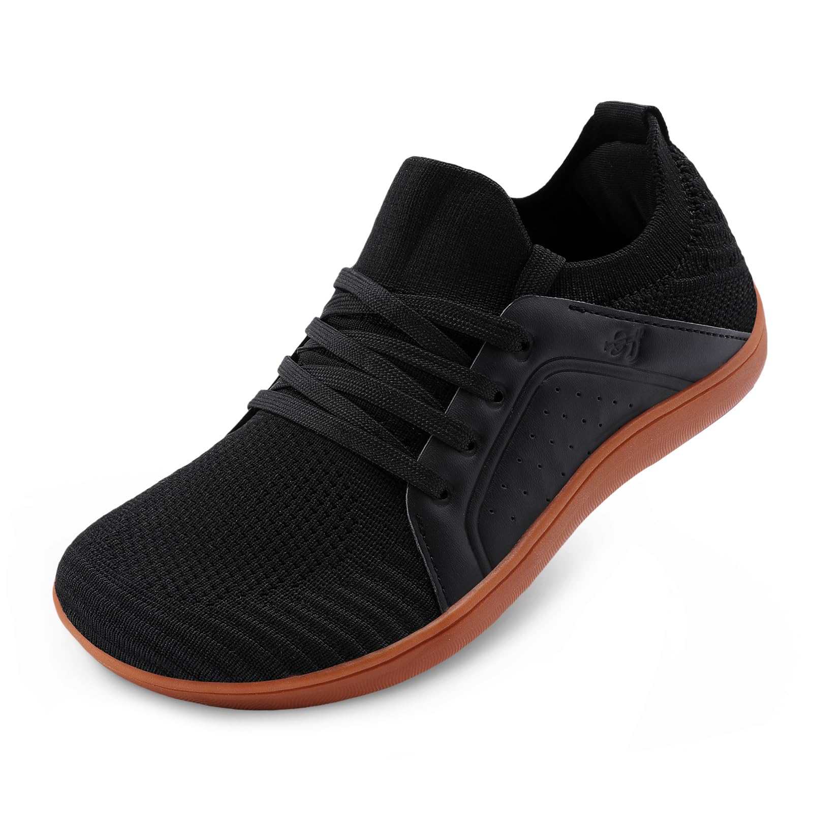 LeIsfIt Womens Walking Shoes Wide Toe Barefoot Shoes Minimalist Zero Drop Shoes Breathable Fashion Sneakers Black Gum Size 11.5